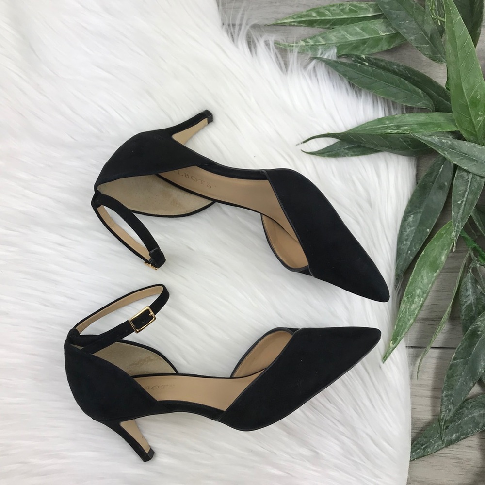 Talbots Suede Black Ankle Strap Heel. Size 7.5